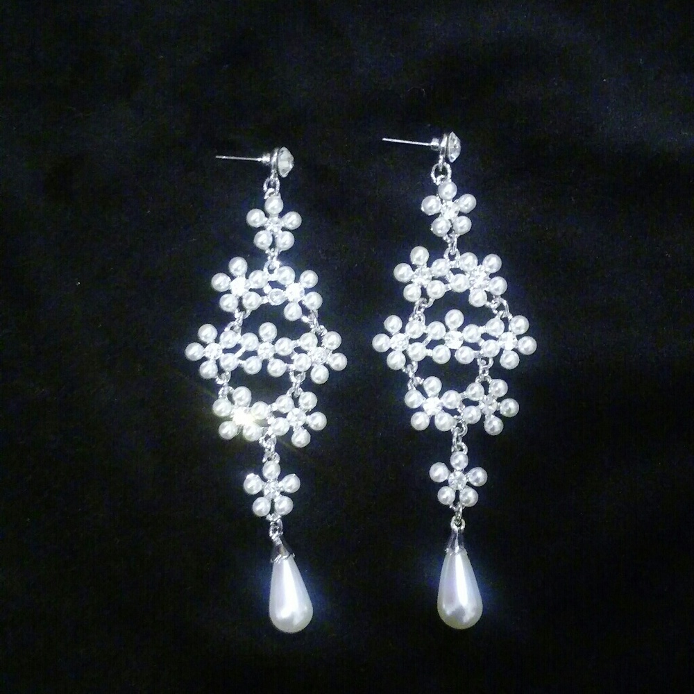 Pearl and rhinestone earrings